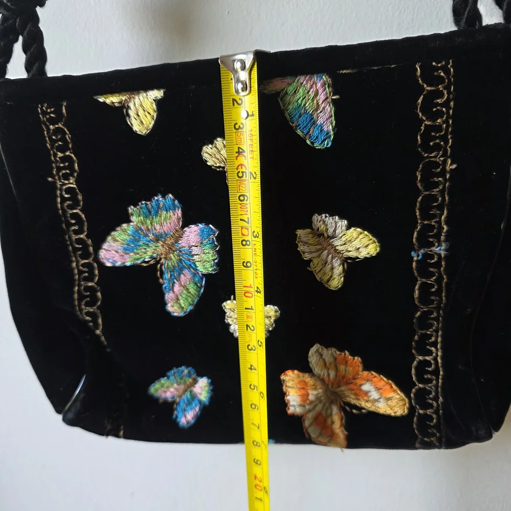 Velvet Butterfly Rope Festival Vintage 70s Bag - Picture 6 of 6